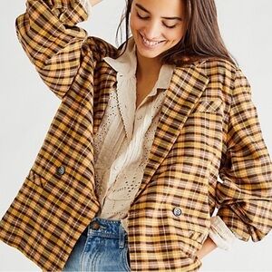 We The Free Luminary Blazer Marsh Combo Plaid Jacket Free People Clueless